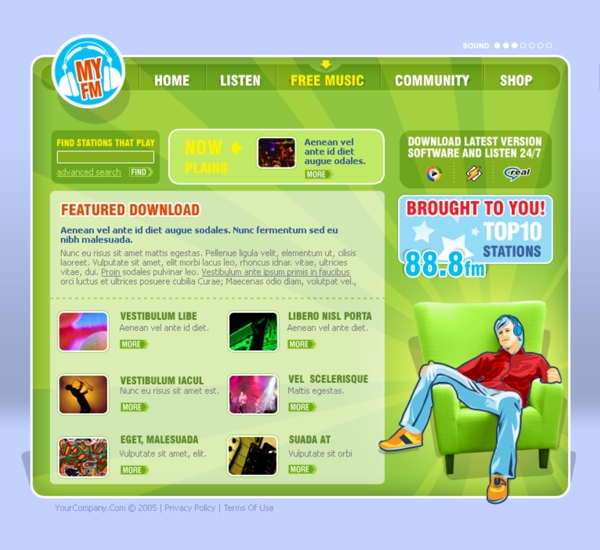 绿色音乐电台网站模板