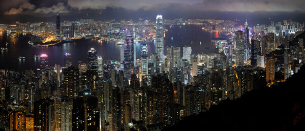 香港维多利亚港巨幅高清晰自然夜景照片