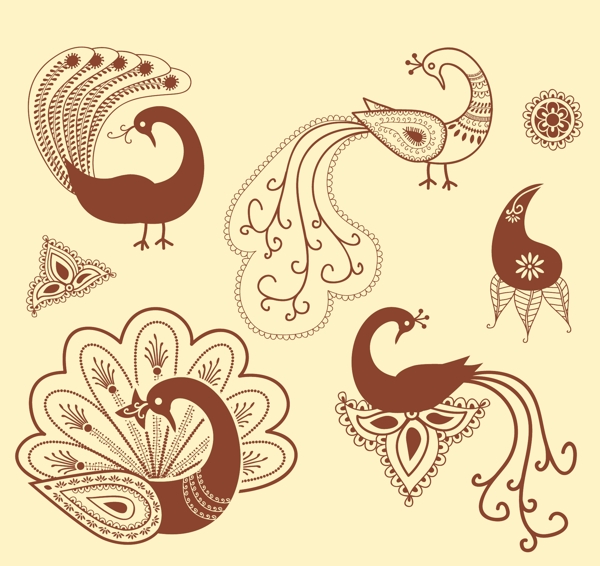 古典花纹与孔雀
