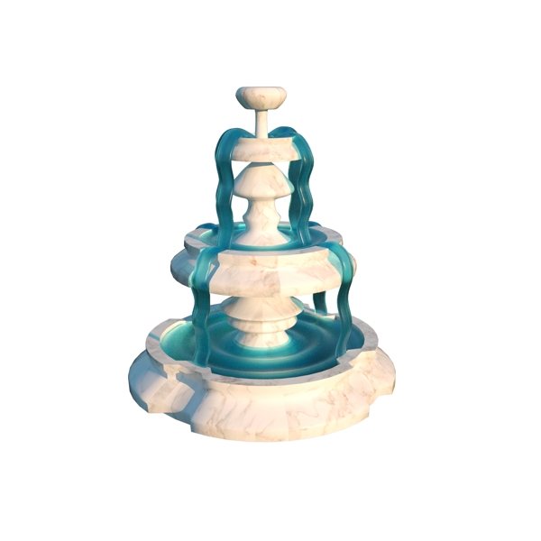 C4D大理石材质喷泉3D模型