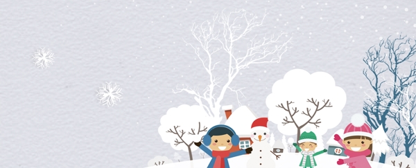 冬至冬季雪花banner背景