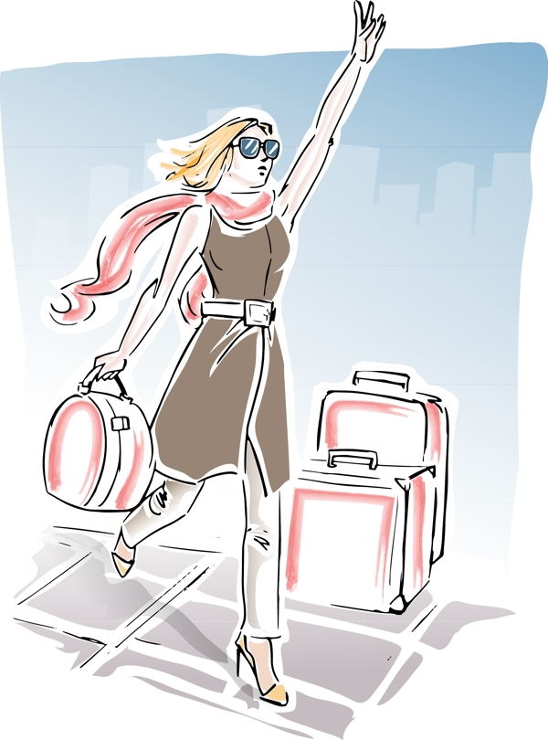 旅行的女人矢量圖