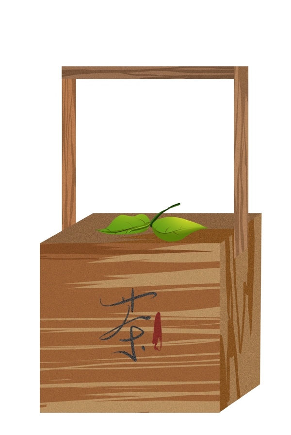 手拎木盒和茶叶插画