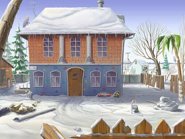卡通冬天风景图片