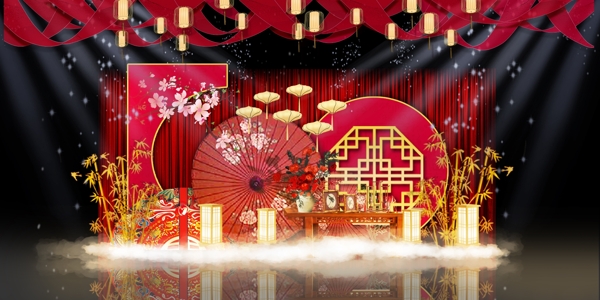 中式婚礼舞台效果图图片