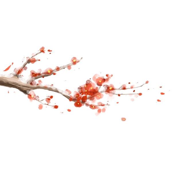 手绘红梅冬季元素设计