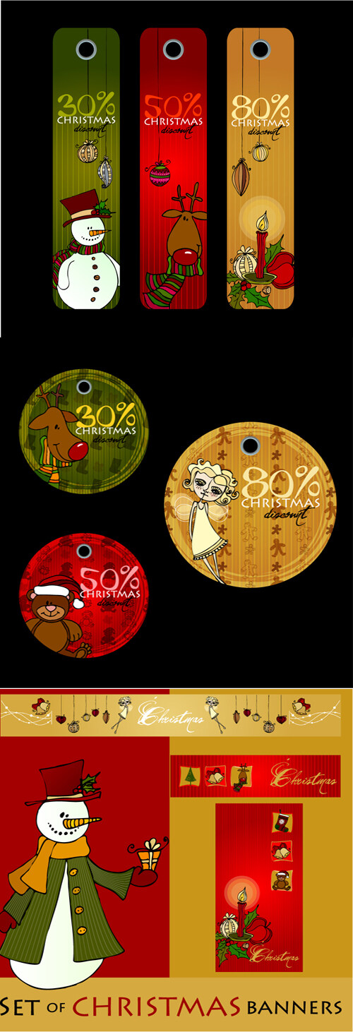 圣誕節(jié)標(biāo)簽豎幅與海報(bào)矢量素材