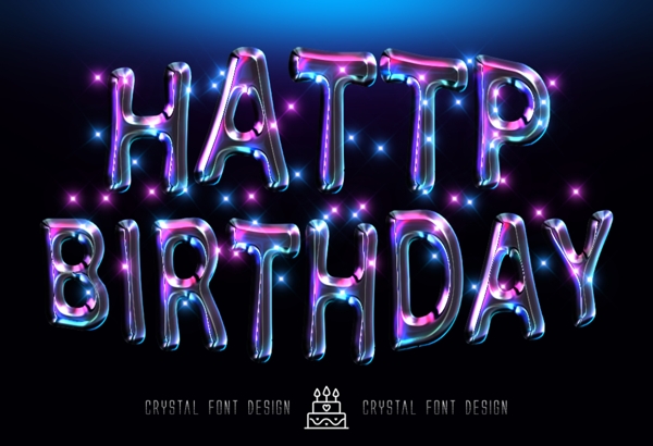 水晶字体设计生日快乐图片