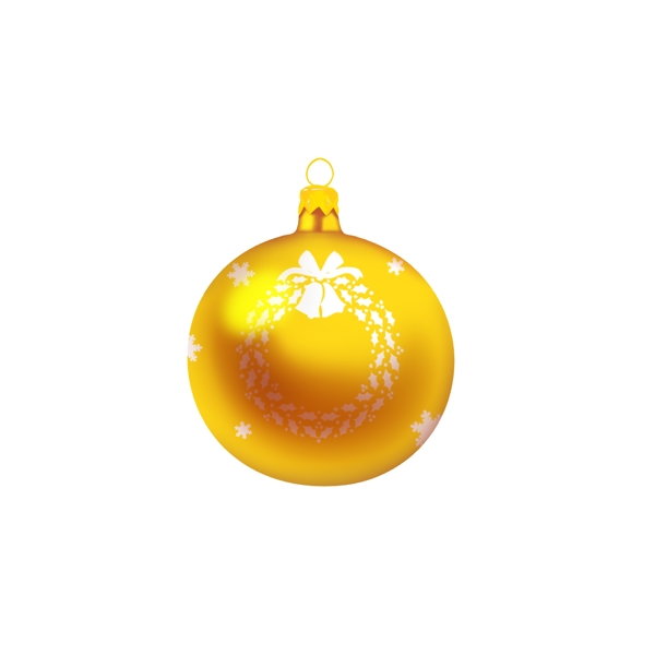 手绘圣诞装饰球金色黄色花环雪花创意可商用