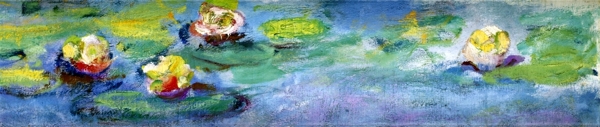 美丽湖边睡莲风景油画背景墙素材