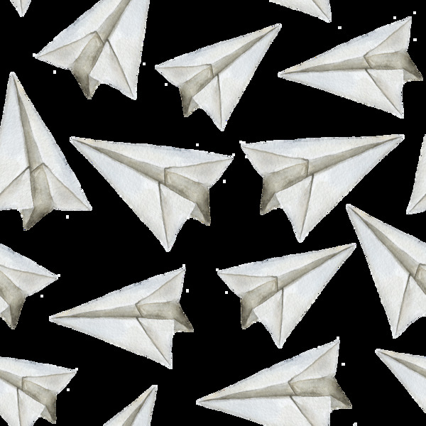 手绘折纸飞机背景图案png透明素材