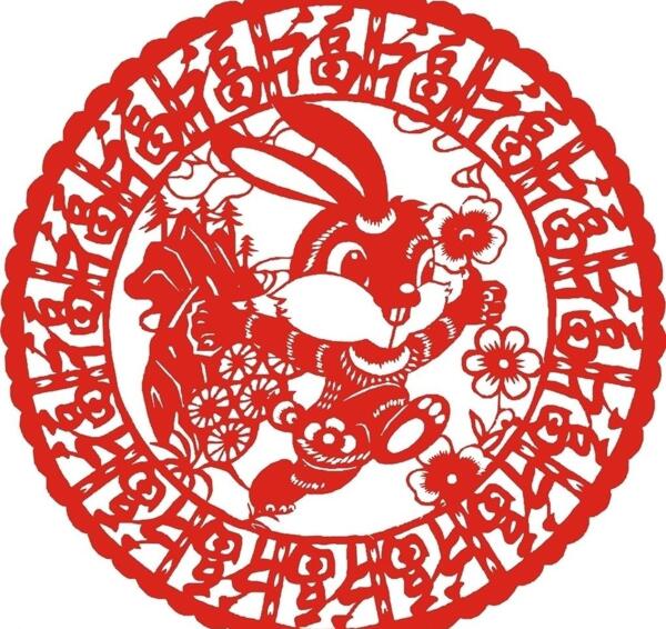 兔子剪紙圖片