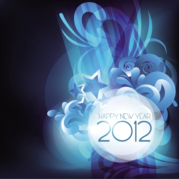 閃閃發(fā)光的藍(lán)色的2012新年矢量設(shè)計(jì)