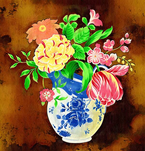 多彩花朵無(wú)框畫(huà)