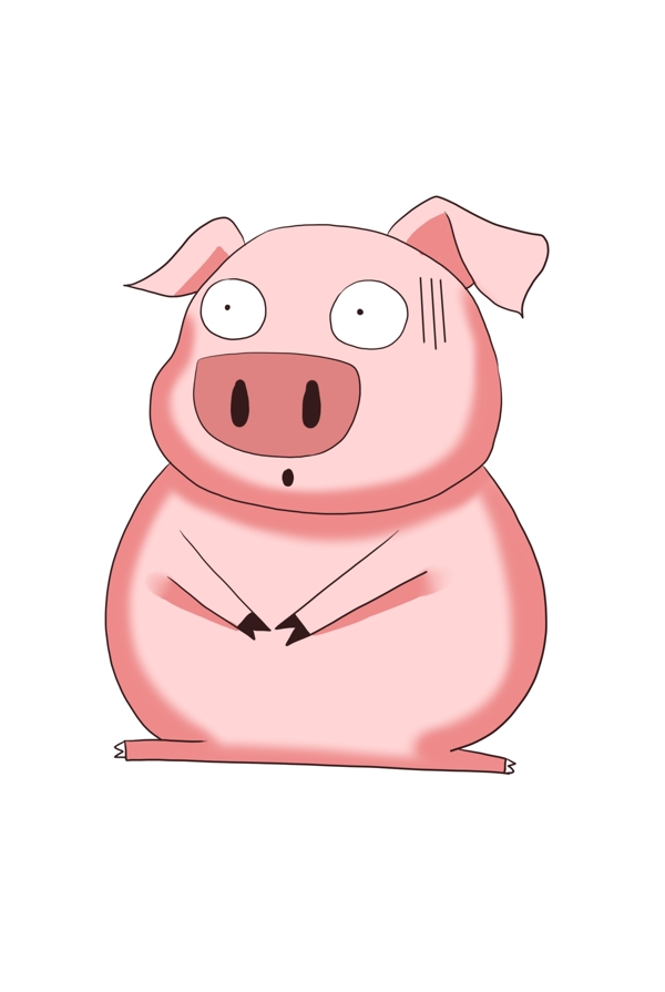卡通动物可爱动物粉色小猪吃惊