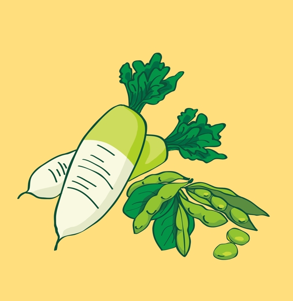 手繪毛豆蘿卜圖片