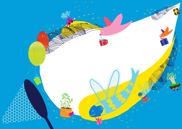 漁網(wǎng)和大魚插畫