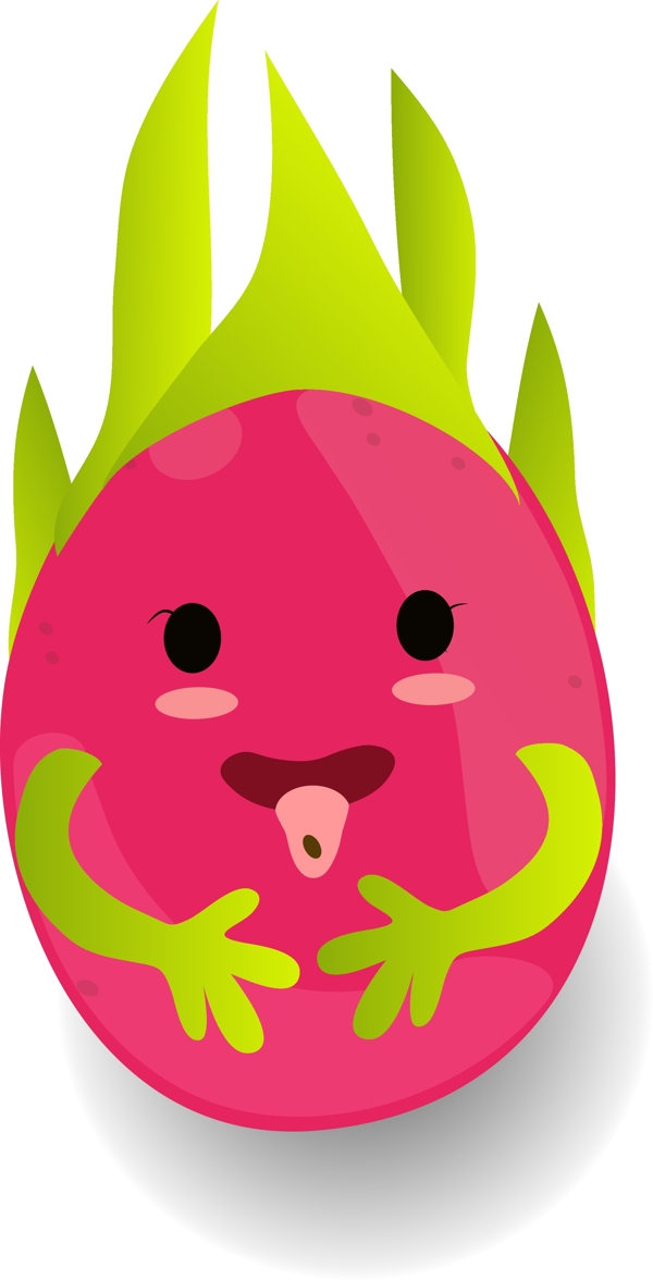 小清新可爱水果卡通形象火龙果小人吐舌头