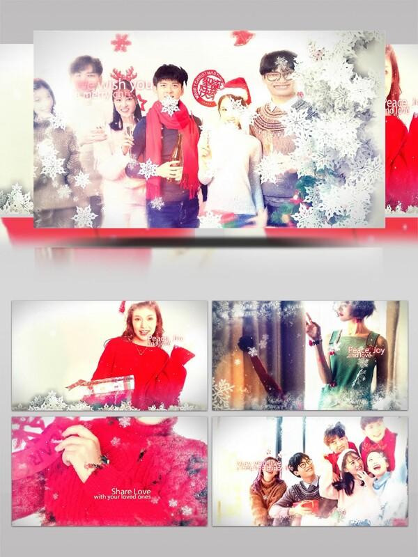 唯美雪花装饰圣诞图像展示AE模板