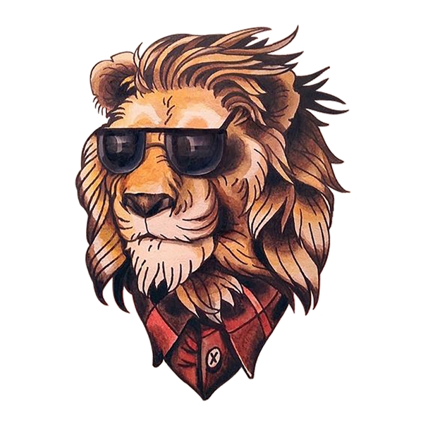 戴墨鏡獅子頭PNG素材
