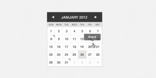 灰色网页日历设计
