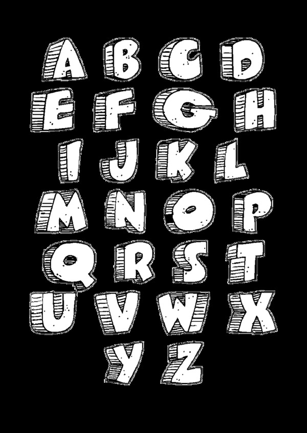 26个黑色手写体艺术字母