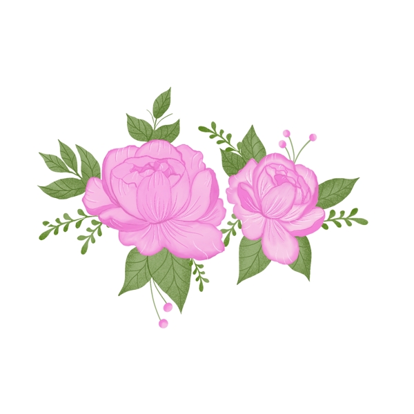 手绘植物花卉元素粉色花卉