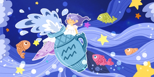 十二星座之水瓶女孩與小魚(yú)海浪