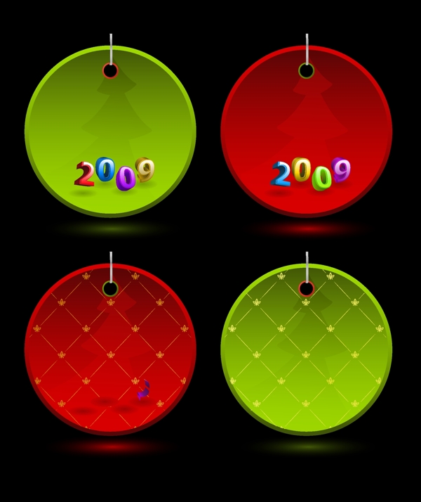 2009的圣誕節(jié)矢量標(biāo)簽材料