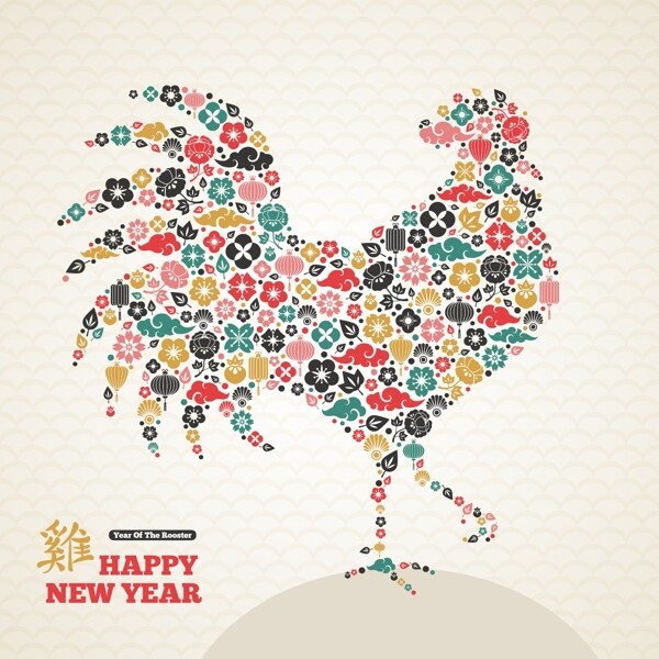 雞年卡通矢量背景素材