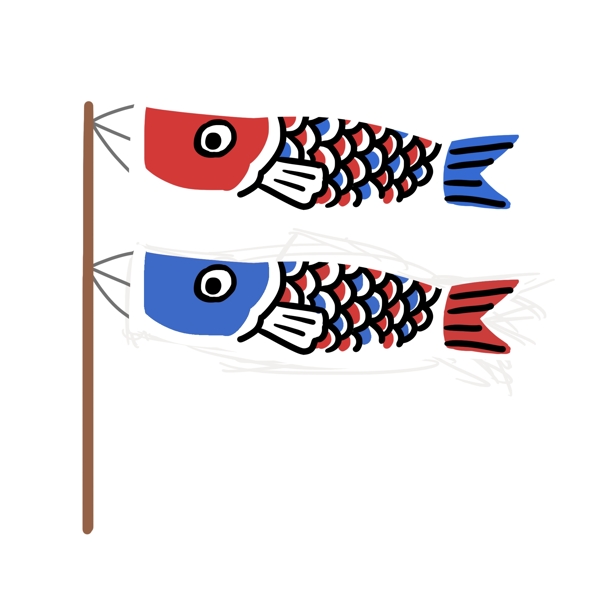 日本鲤鱼旗装饰插画