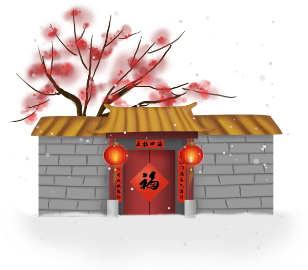 中国风新年传统中式大门