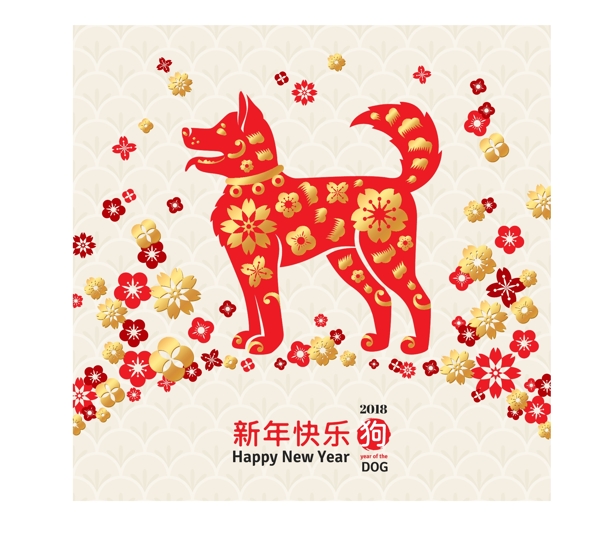 喜庆中国传统狗年元素