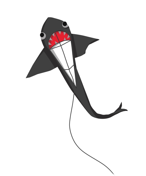 黑色鯊魚(yú)風(fēng)箏插畫(huà)