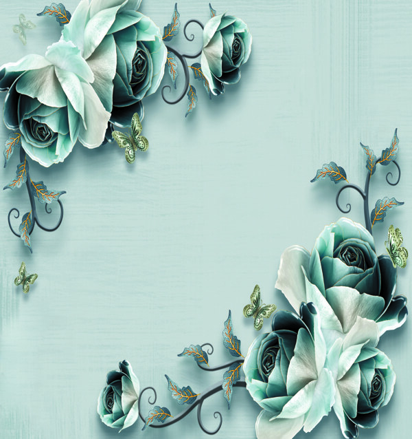 艺术花朵蝴蝶装饰框墙体装饰画图片