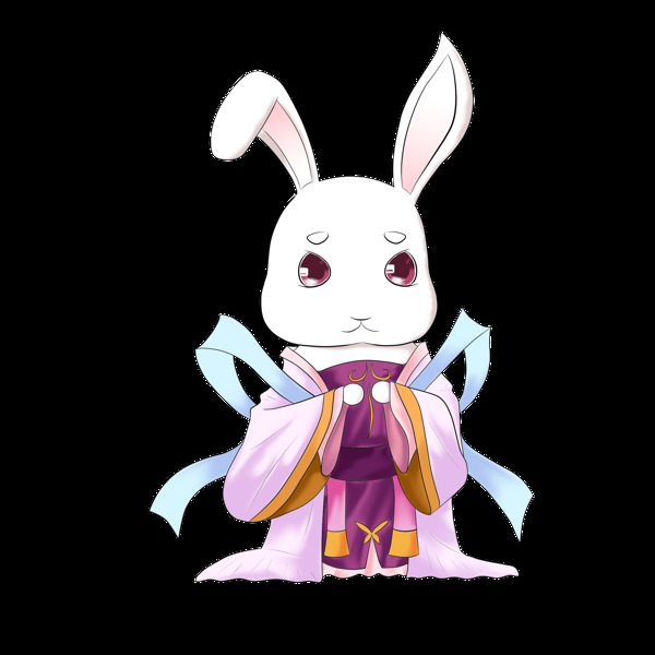 中秋节可爱玉兔传统服饰兔子可商用元素