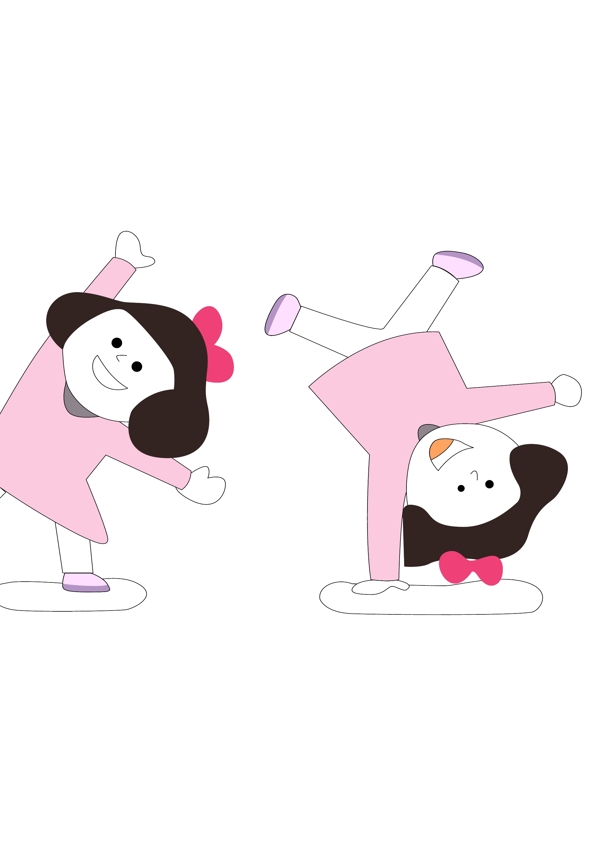 翻跟斗小女孩ai圖案