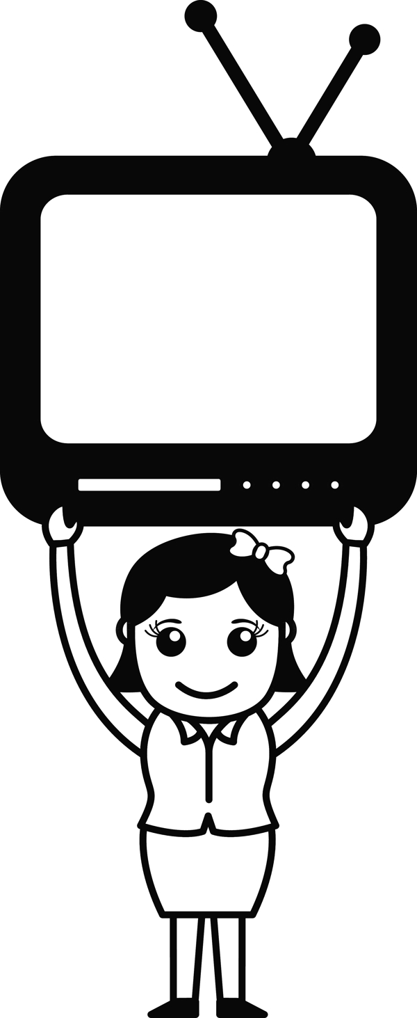 女人與電視矢量插畫