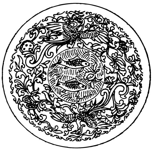 印花矢量圖動物魚色彩黑白色免費素材