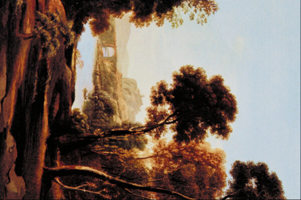 河边的大树油画图片