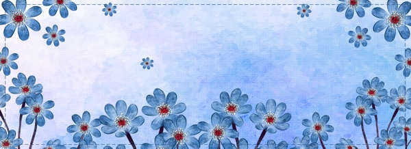 手绘水彩植物花朵banner背景