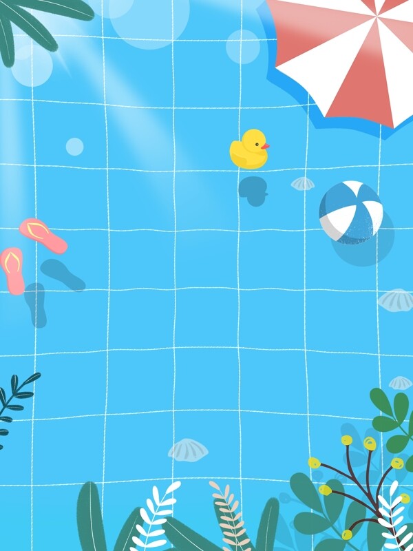 清新六月游泳池背景设计