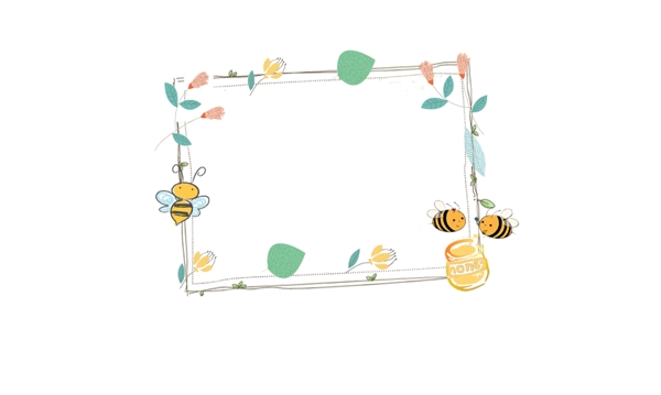 创意卡通蜜蜂花朵边框设计素材
