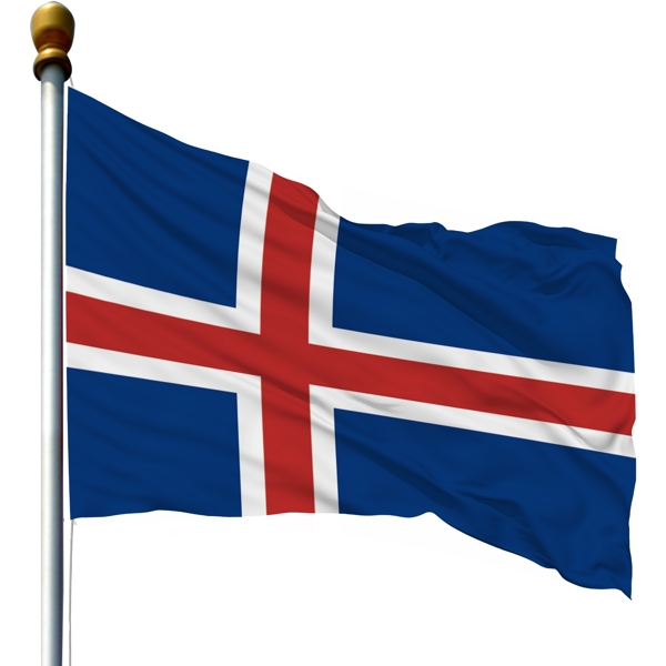 带旗杆的冰岛国旗