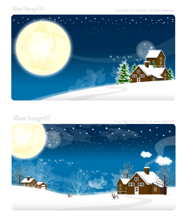 矢量下载圣诞雪夜