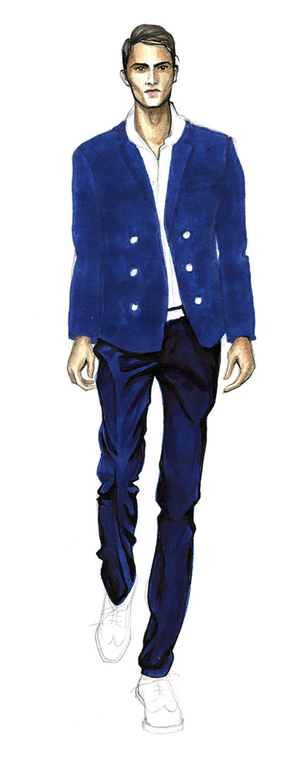 藍(lán)色休閑男裝設(shè)計(jì)圖