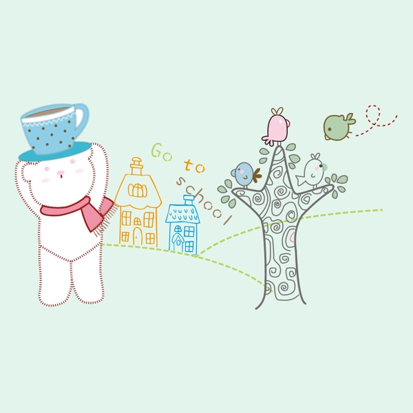 印花矢量圖T恤圖案圖文結合可愛卡通貼布免費素材
