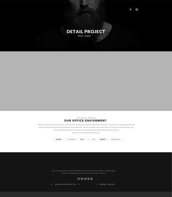 黑白灰精致项目工作网页设计PSD素材