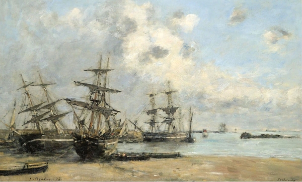 EugeneBoudinPortrieuxVesselsinthePort1873.jpeg畫家風(fēng)景畫靜物油畫建筑油畫裝飾畫