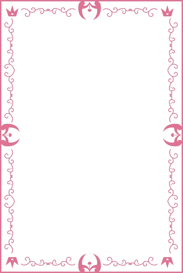 情人节浅紫色皇冠长方形海报边框透明png